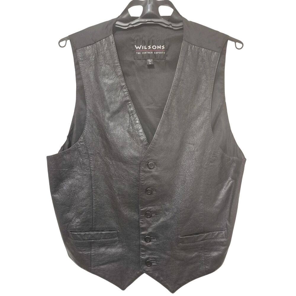Vintage Wilsons Black Leather Vest Mens L Made in India